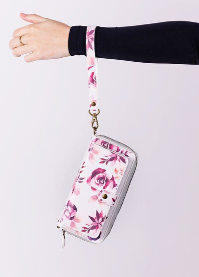2-in-1 RFID Crossbody Wallet Phone Case in Romantic Floral