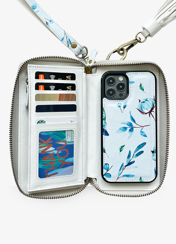 2-in-1 RFID Crossbody Wallet Phone Case in Romantic Floral - Mahalo Cases