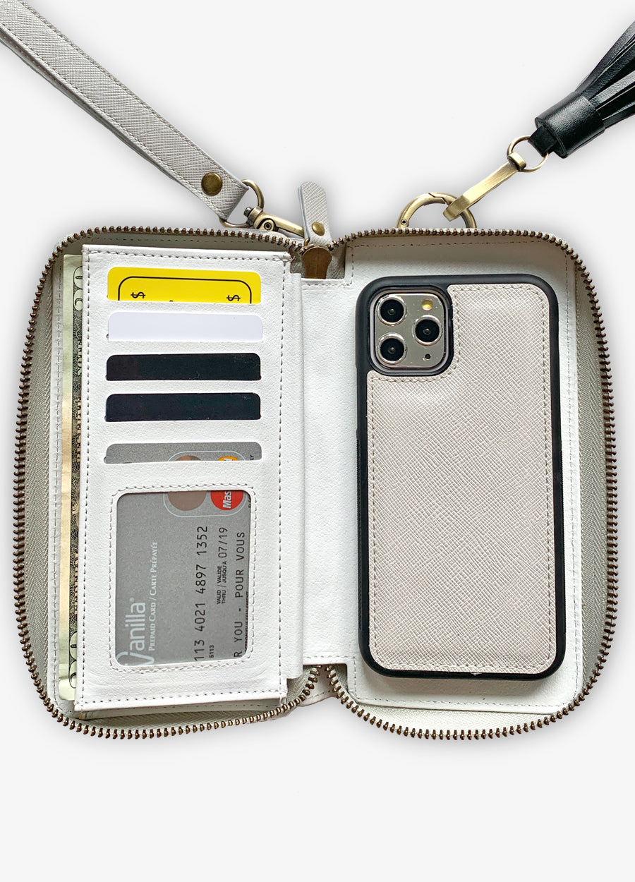 The Luxe Ultimate Wristlet Phone Case in Slate Gray