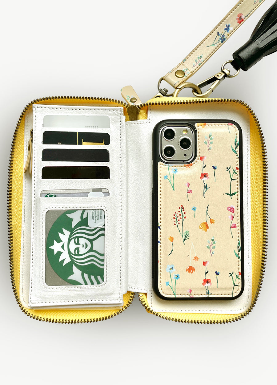 Ultimate Wristlet Phone Case in Yellow Baby Floral