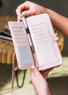 2-in-1 RFID Crossbody Wallet Phone Case in Pink Snakeskin