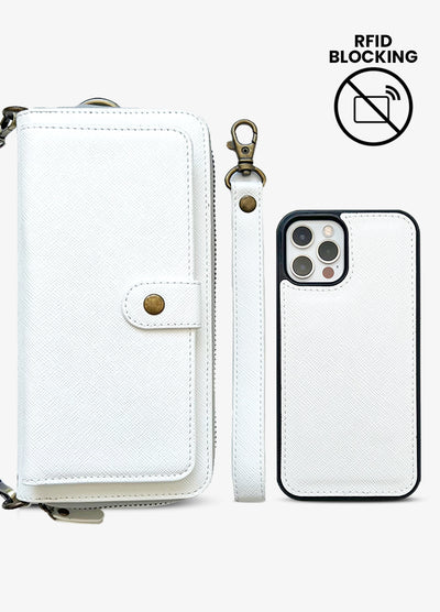 2-in-1 RFID Crossbody Wallet Phone Case in White