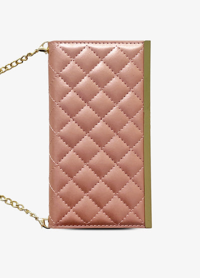 2-in-1 Quilted Wallet Case in Rose Gold
