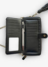 2-in-1 RFID Crossbody Wallet Case in Black Chevron
