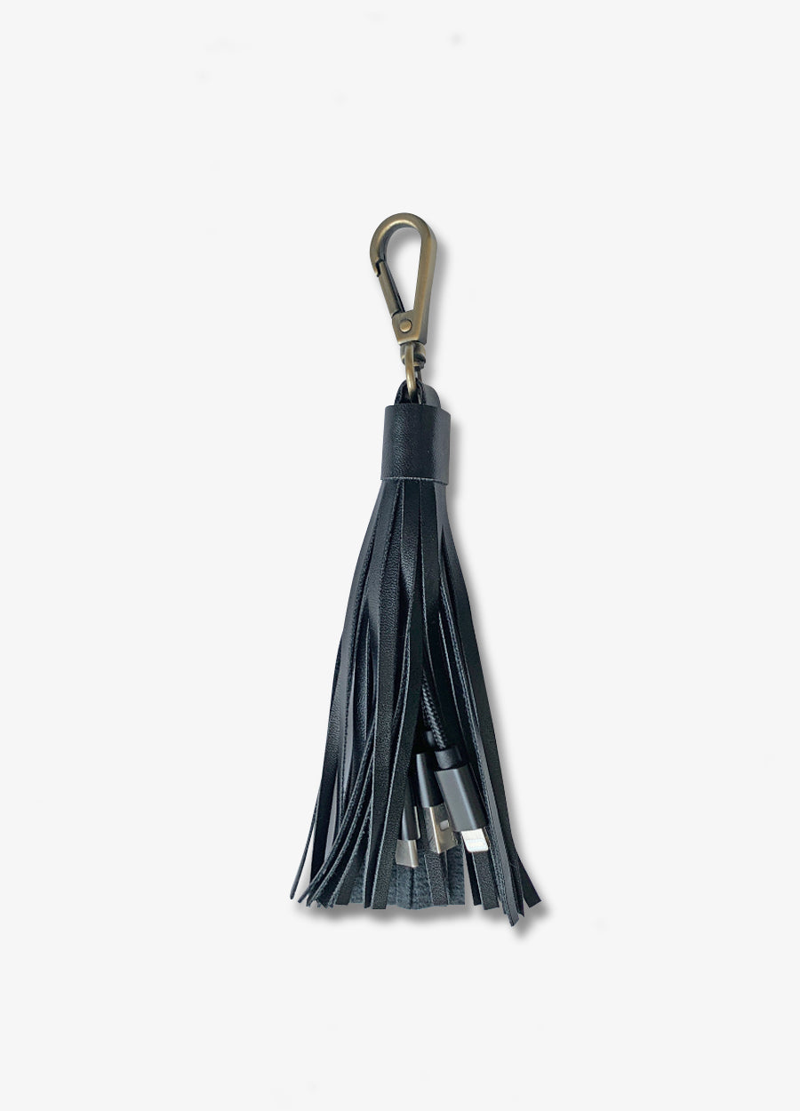 2-in-1 Black Tassel Keychain Charging Cable - Mahalo Cases