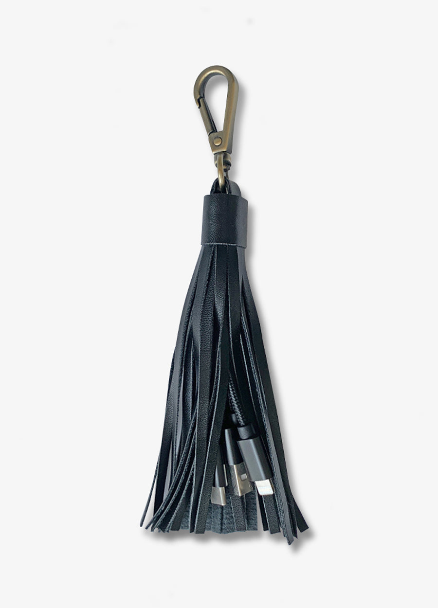 2-in-1 Black Tassel Keychain Charging Cable - Mahalo Cases