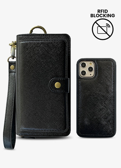 The Luxe Ultimate Wristlet Phone Case in Black