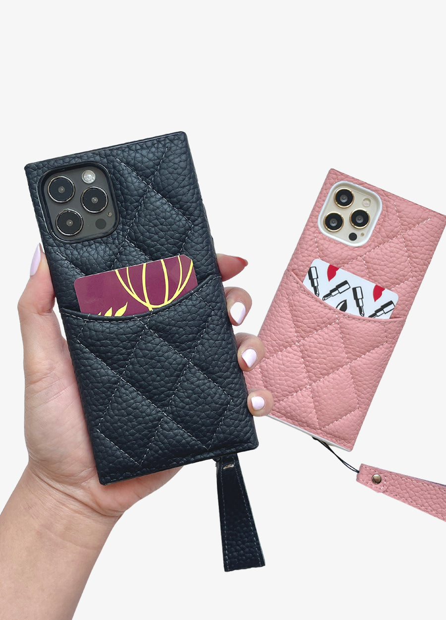 mahalocases Black Quilted Box Card Phone Case
