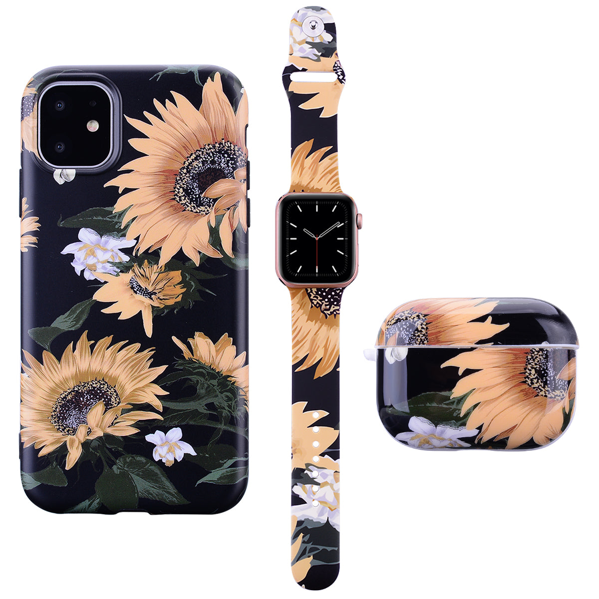 mahalocases Ultimate Wristlet Phone Case in Black Sunflower
