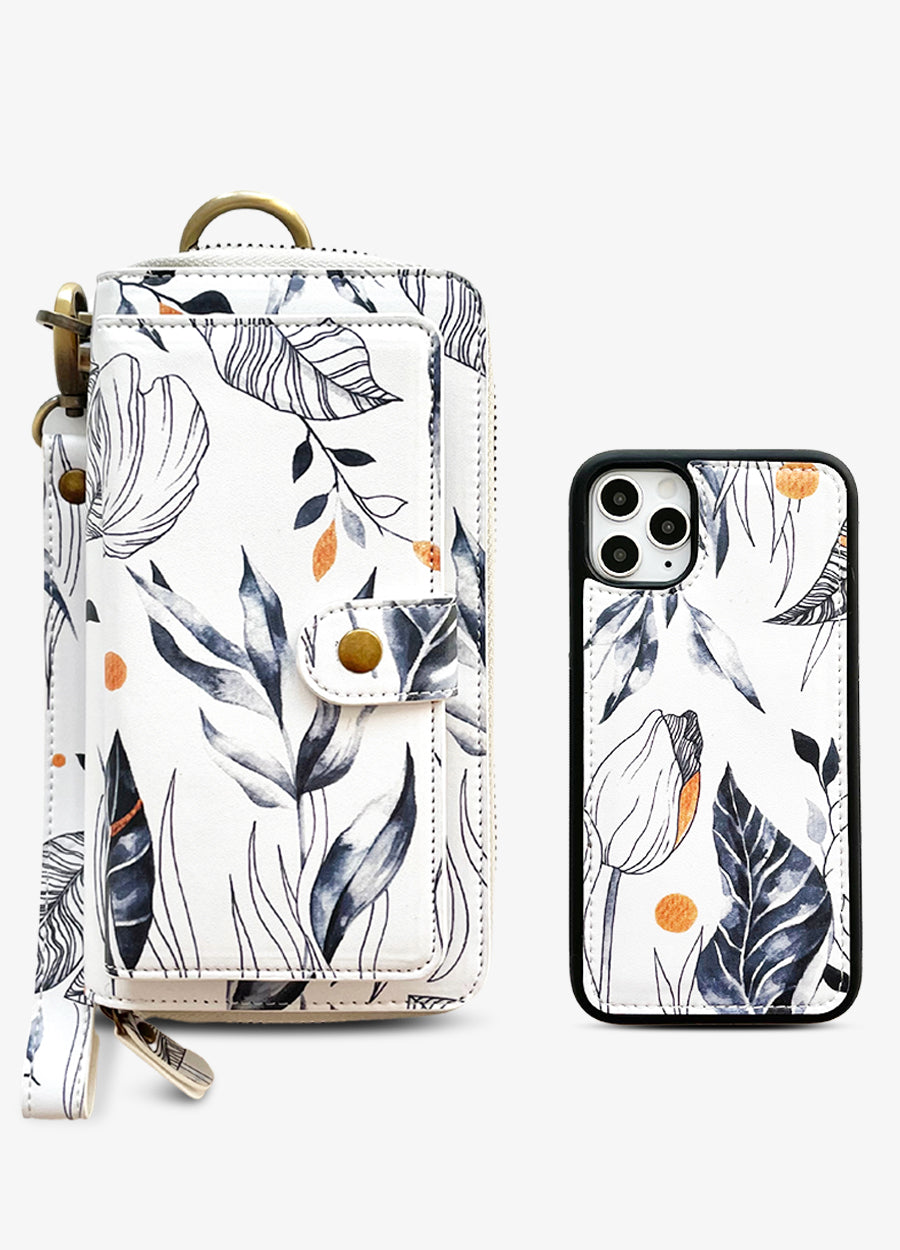 2-in-1 RFID Crossbody Wallet Phone Case in Romantic Floral - Mahalo Cases