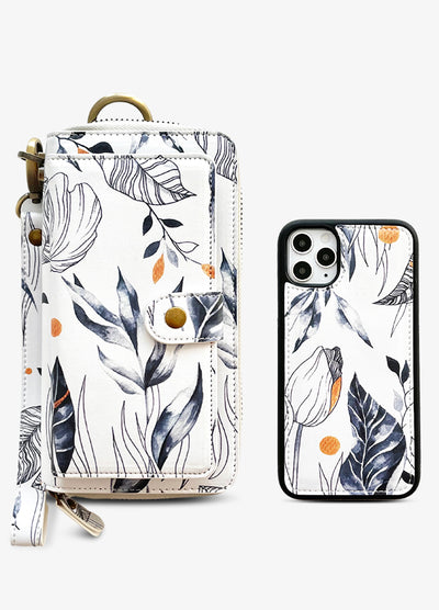 Ultimate Wristlet Phone Case in Black & White Floral