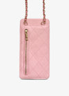 Universal Quilted Crossbody Wallet Case in Blush Pink