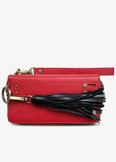 The Luxe Ultimate Wristlet Phone Case in Fire Red