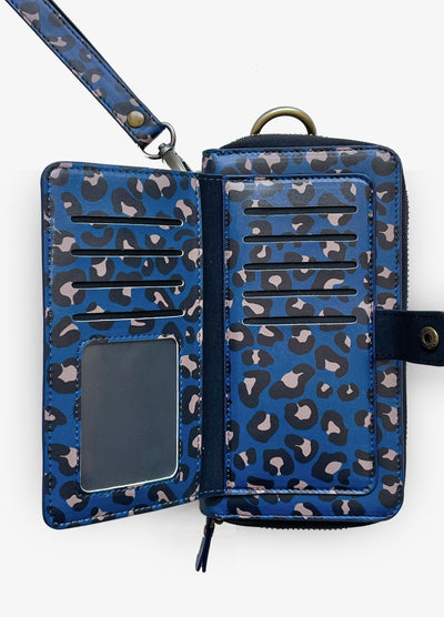 Ultimate Wristlet Phone Case in Blue Leopard