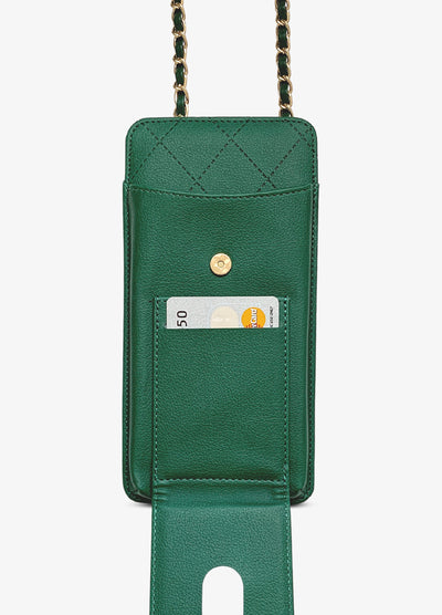 Universal Quilted Crossbody Wallet Case in Green