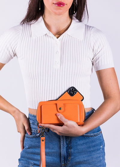 The Luxe Ultimate Wristlet Phone Case in Coral