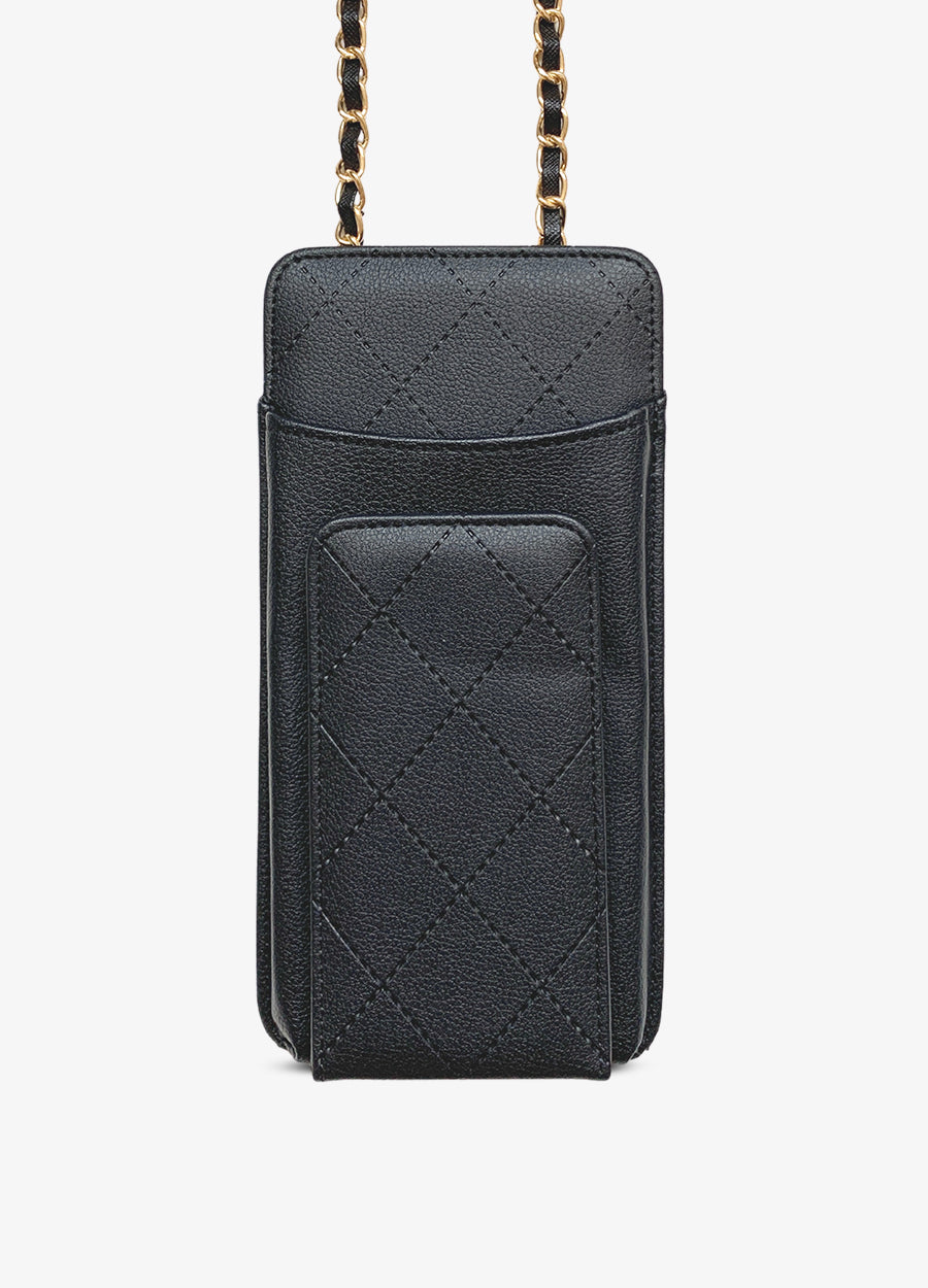 Universal Quilted Crossbody Wallet Case in Black