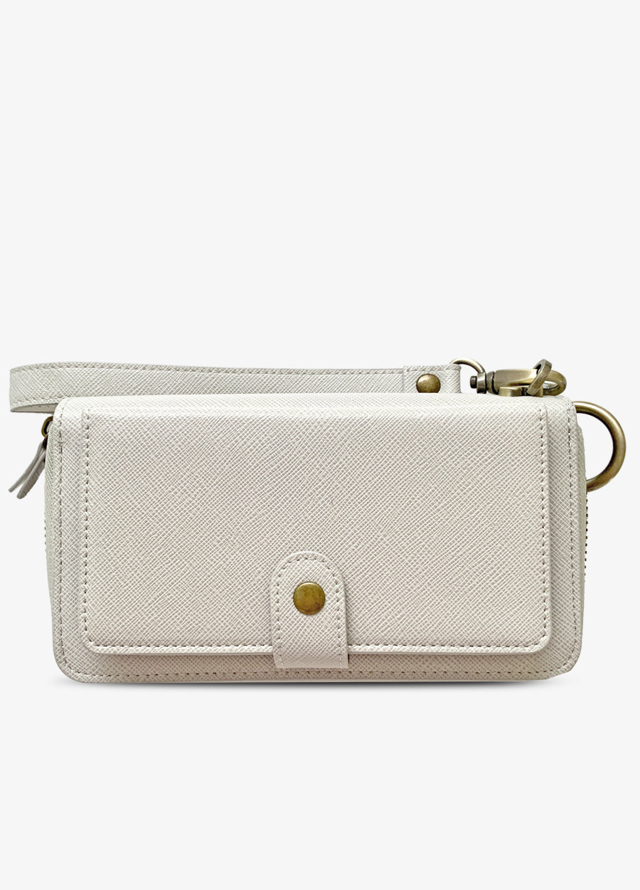 COACH Polished Pebble Leather Small Wristlet in Gray