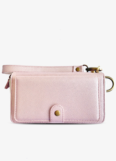 The Luxe Ultimate Wristlet Phone Case in Pearl Pink