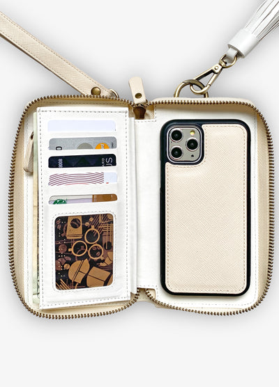 The Luxe Ultimate Wristlet Phone Case in Bone