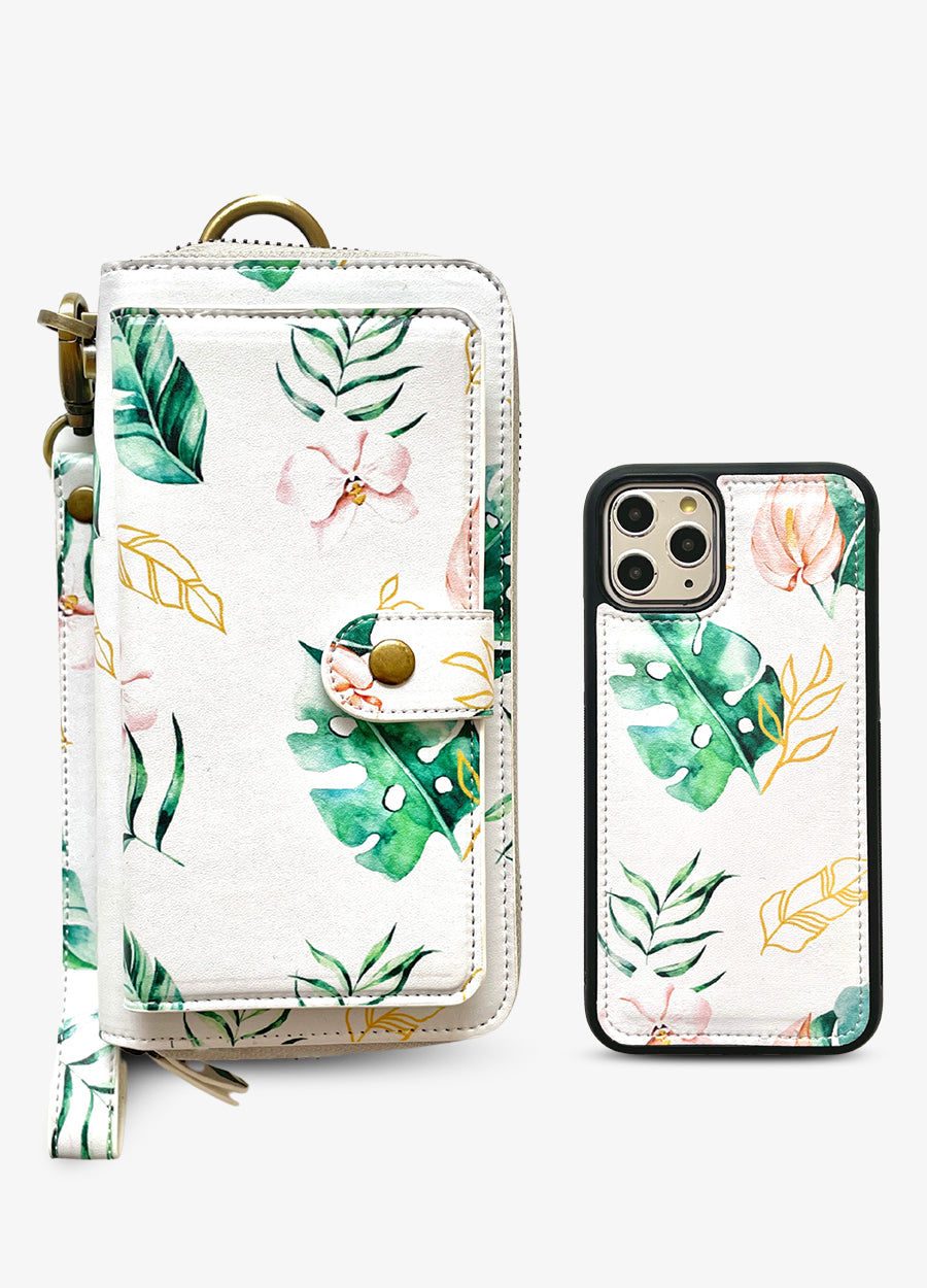 2-in-1 RFID Crossbody Wallet Phone Case in Romantic Floral - Mahalo Cases