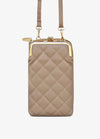 Universal Kiss Lock Crossbody Wallet in Taupe