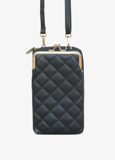 Quilted Kiss Lock Chain Crossbody Bag
